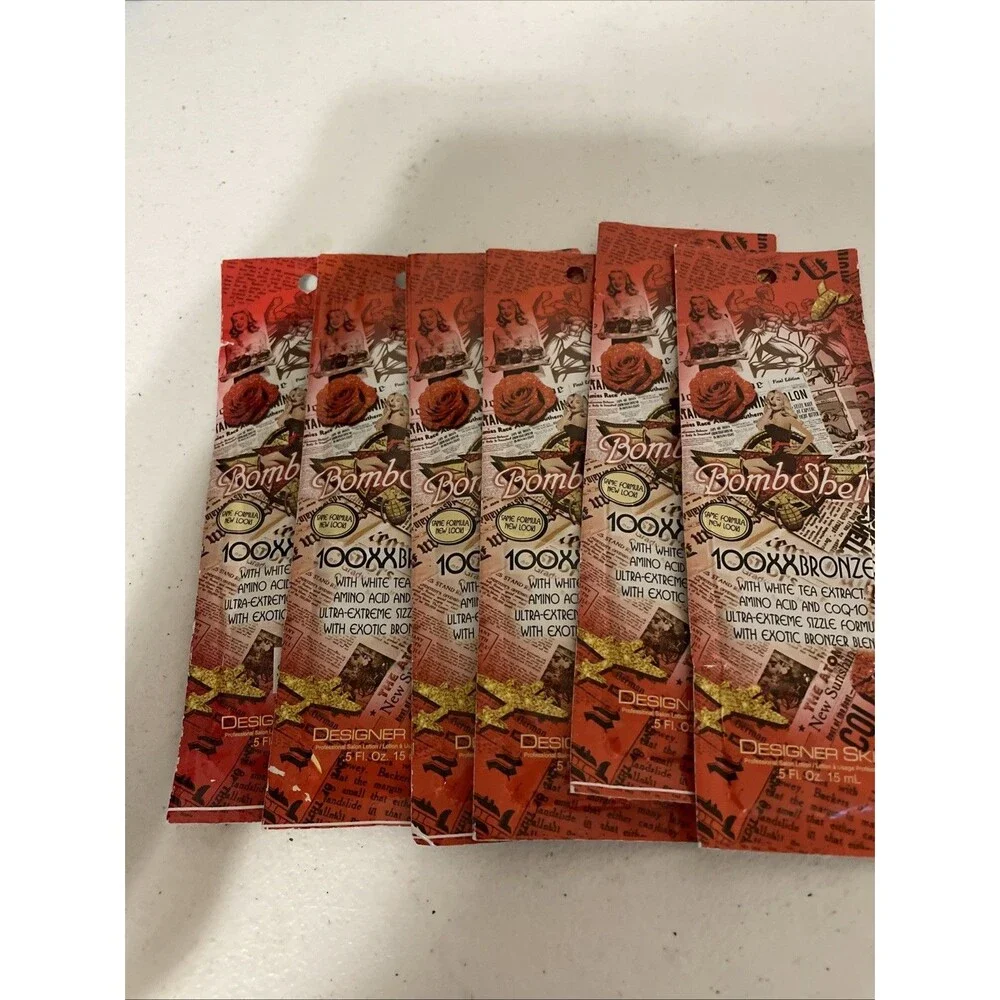 6 Packs DESIGNER SKIN Bomb Shell 100XX Bronzer .5 Fl Oz. TANNING BED